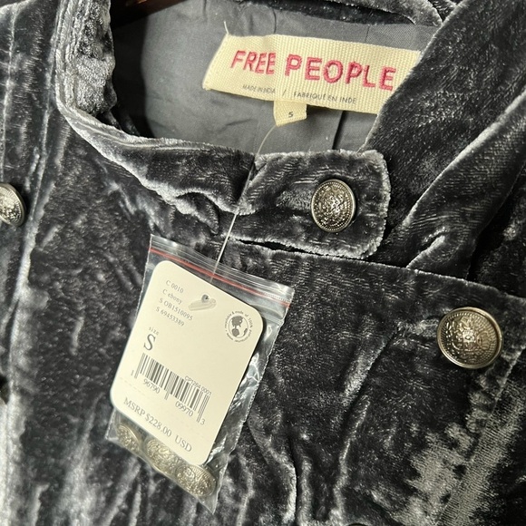 Free People Velvet Ebony Stunning Military Jacket - Picture 11 of 16